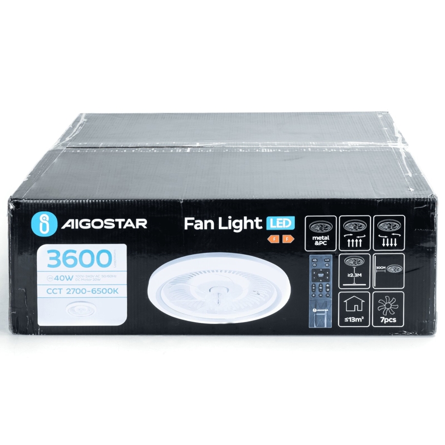 Aigostar - LED Prigušiva stropna ventilator LED/40W/230V 2700/4000/6500K pr. 50 cm + daljinski upravljač bijela