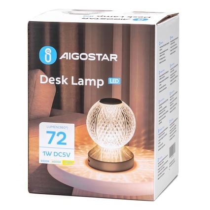 Aigostar - LED Prigušiva punjiva stolna lampa LED/1W/5V 2700/4000/6500K 1800mAh 13,5 cm