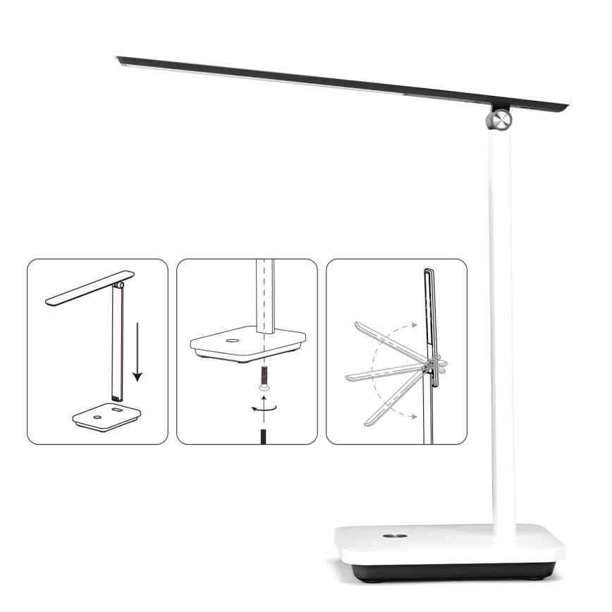 Aigostar - LED Prigušiva punjiva stolna lampa LED/5W/5V 3000-6500K bijela/crna