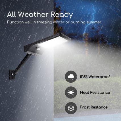 Aigostar - LED Prigušiva solarna lampa sa senzorom LED/2,3W/5,5V IP65 1800 mAh + daljinski upravljač