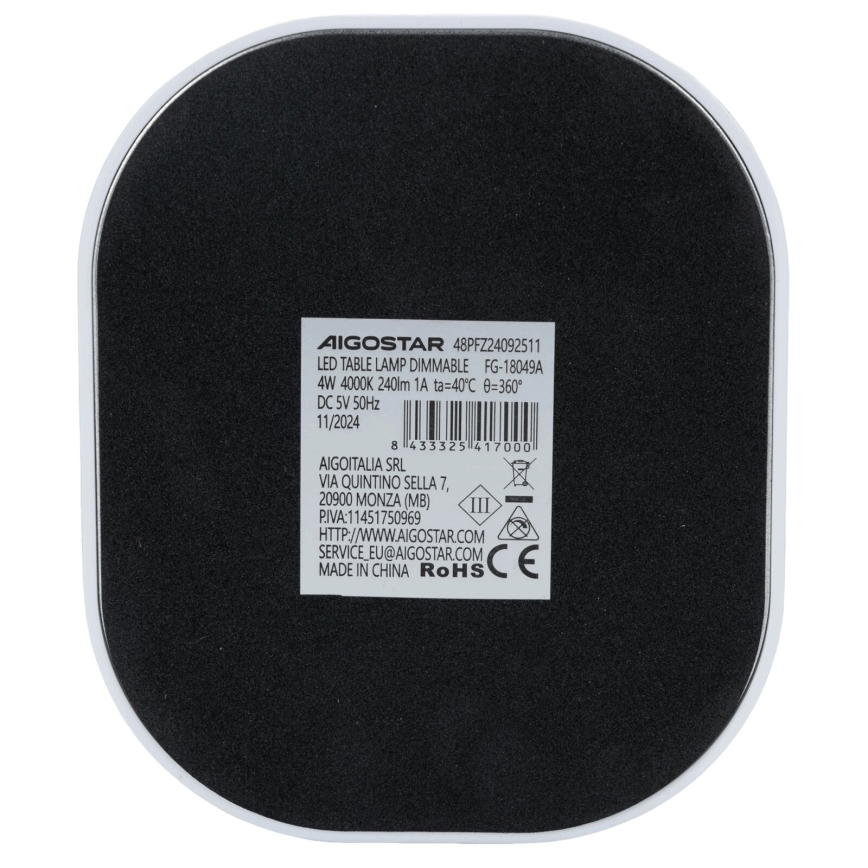 Aigostar - LED Prigušiva stolna lampa LED/4W/5V 4000K