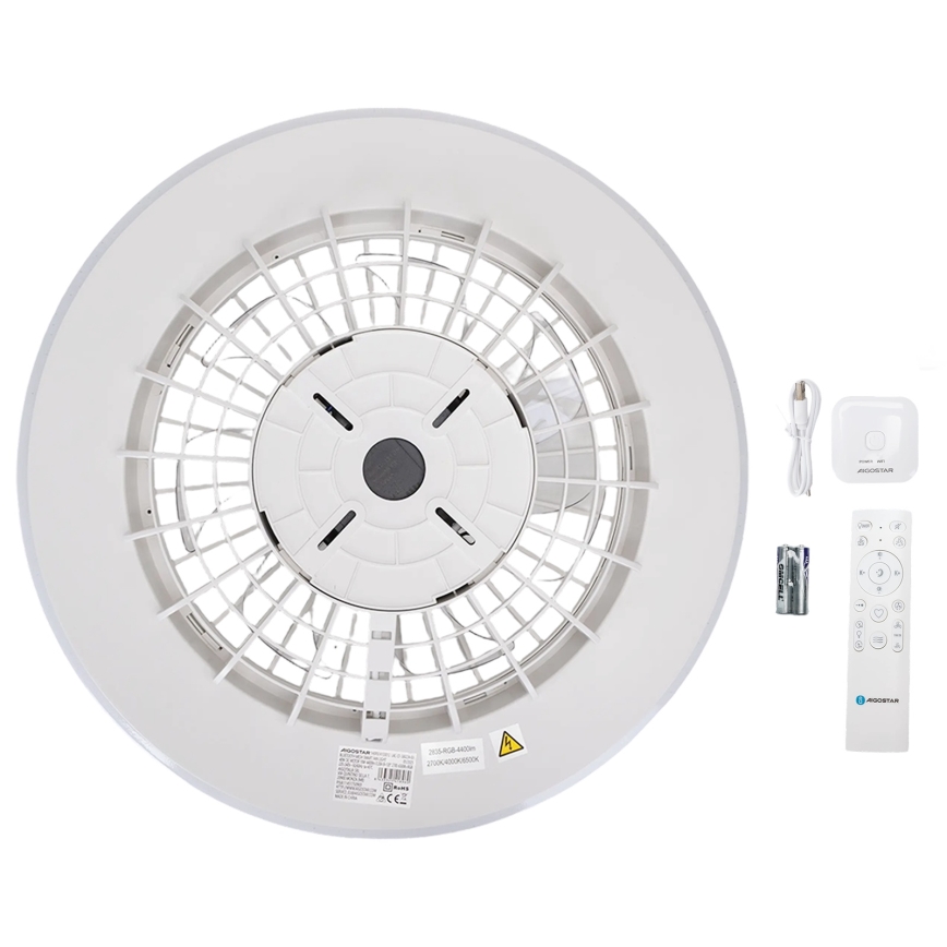 Aigostar - LED Prigušiva stropna svjetiljka s ventilatorom MESH LED/40W/230V 2700-6500K bijela + daljinski upravljač