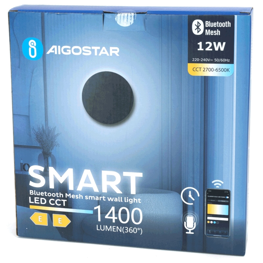Aigostar - LED Prigušiva zidna svjetiljka MESH Smart LED/12W/230V 2700-6500K crna