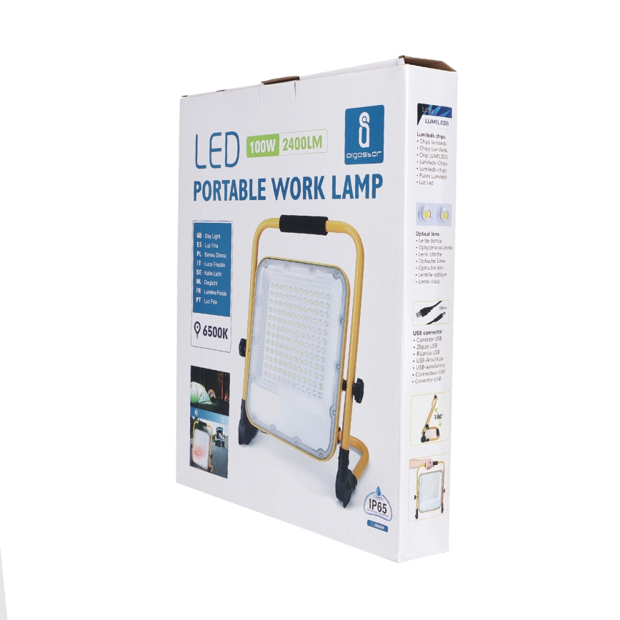 Aigostar - LED Prigušivi punjivi reflektor LED/100W/5V 6500K IP65 1500mAh