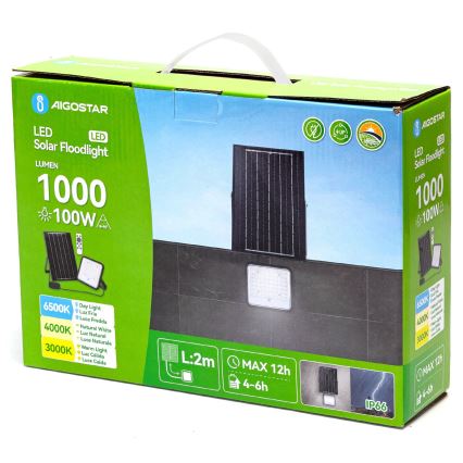Aigostar - LED Prigušivi solarni reflektor LED/100W/3,4V 3000/4000/6500K IP66 + daljinski upravljač