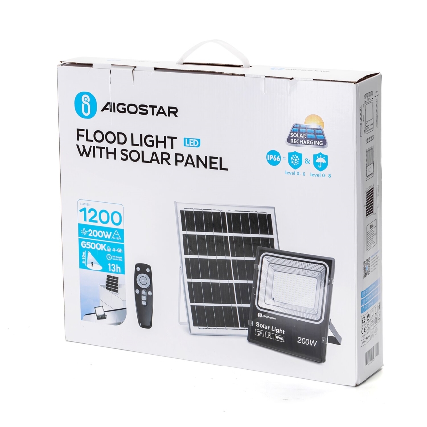 Aigostar - LED Prigušivi solarni reflektor LED/200W/3,2V IP66 15000 mAh + daljinski upravljač