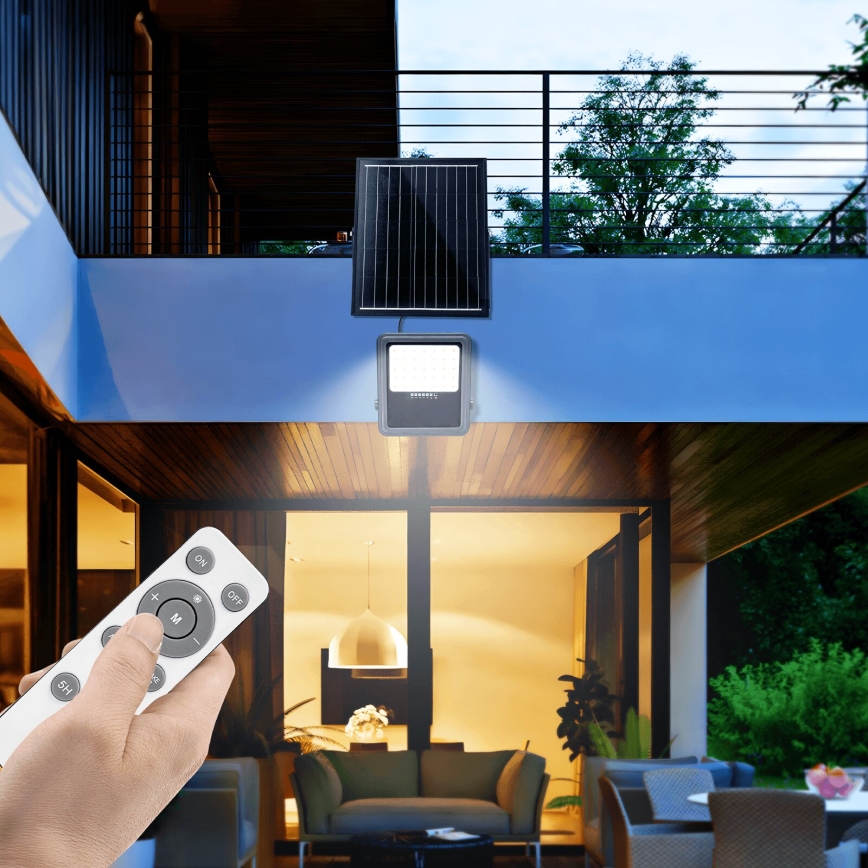 Aigostar - LED Prigušivi solarni reflektor LED/200W/3,4V IP65 15000 mAh + daljinski upravljač