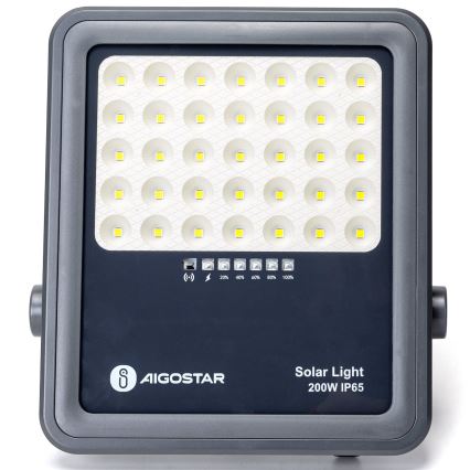 Aigostar - LED Prigušivi solarni reflektor LED/200W/3,4V IP65 15000 mAh + daljinski upravljač