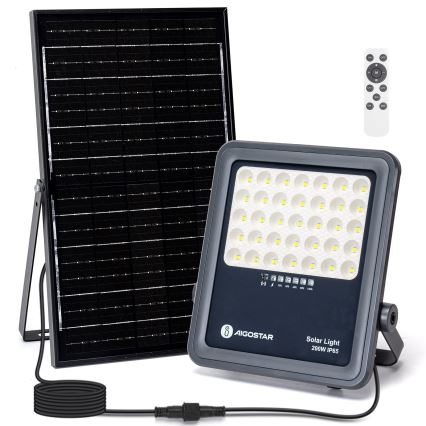 Aigostar - LED Prigušivi solarni reflektor LED/200W/3,4V IP65 15000 mAh + daljinski upravljač