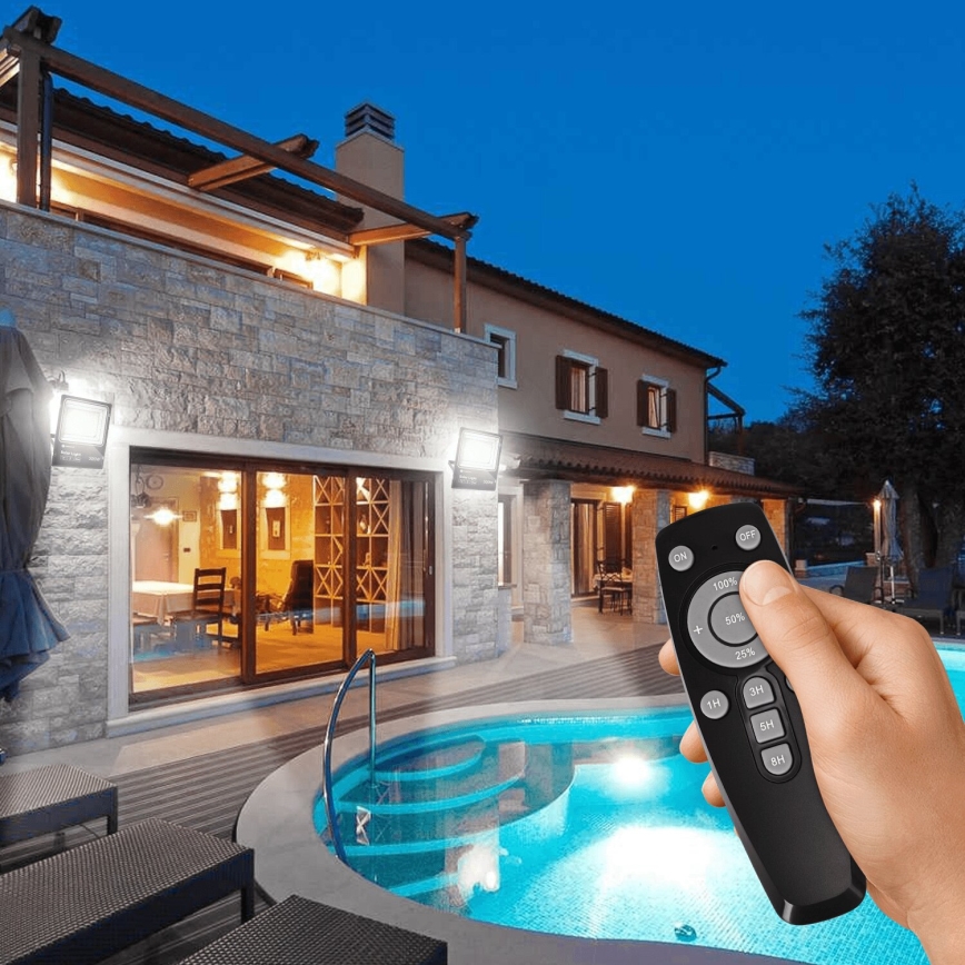 Aigostar - LED Prigušivi solarni reflektor LED/300W/3,2V IP66 25000 mAh + daljinski upravljač