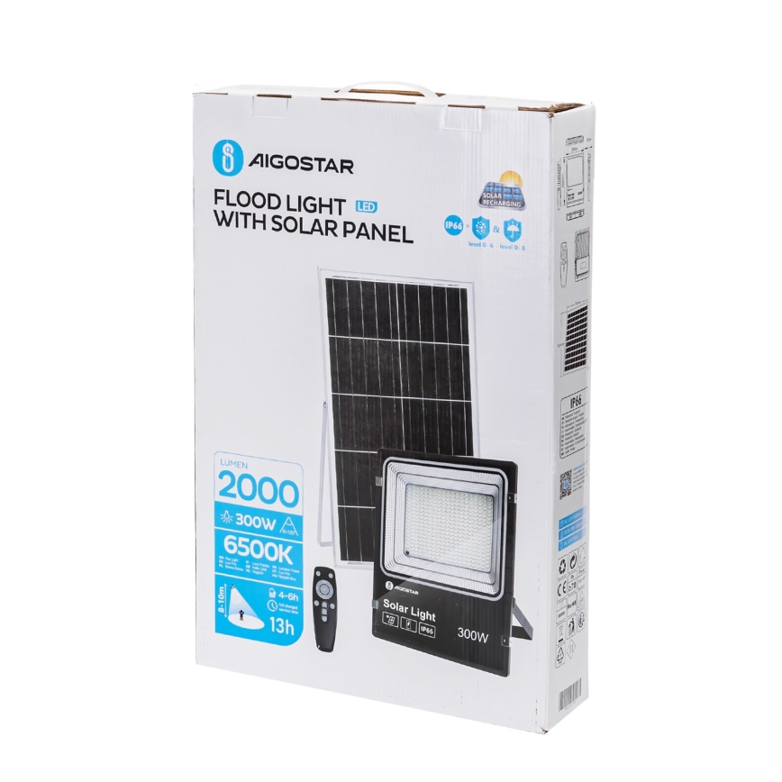 Aigostar - LED Prigušivi solarni reflektor LED/300W/3,2V IP66 25000 mAh + daljinski upravljač