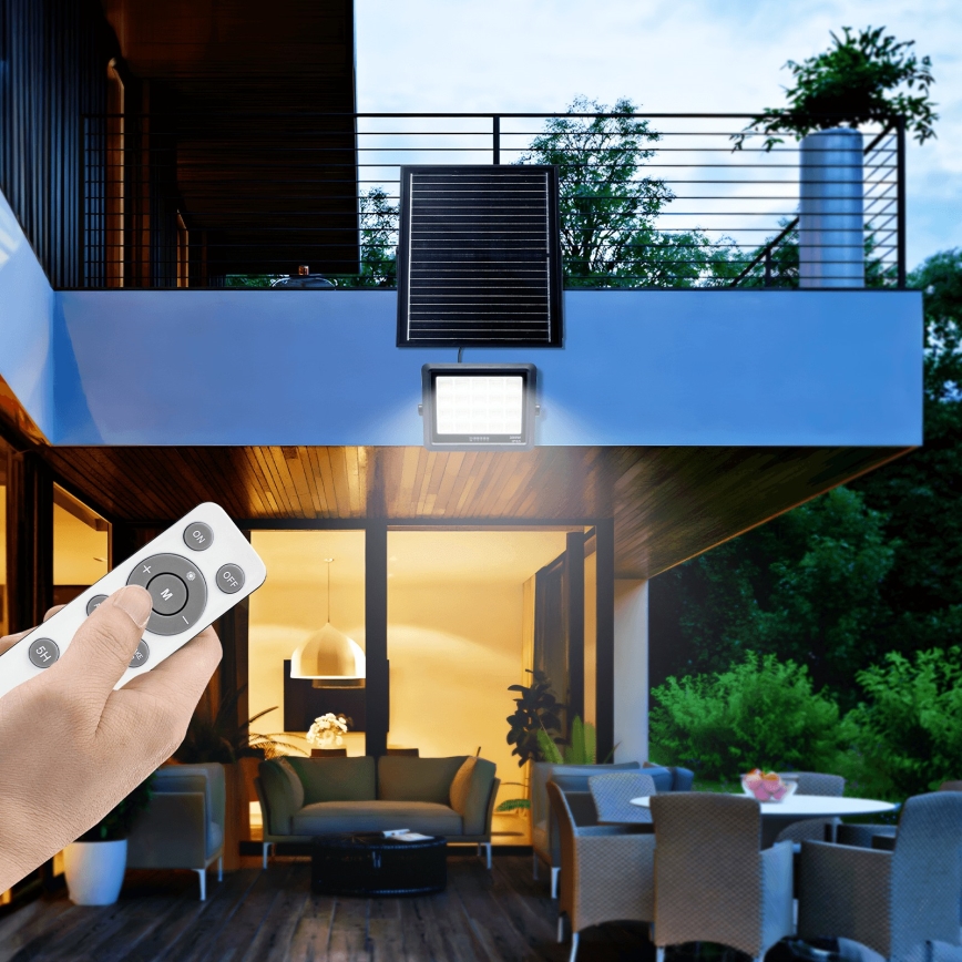 Aigostar - LED Prigušivi solarni reflektor LED/300W/3,4V IP65 20000 mAh + daljinski upravljač