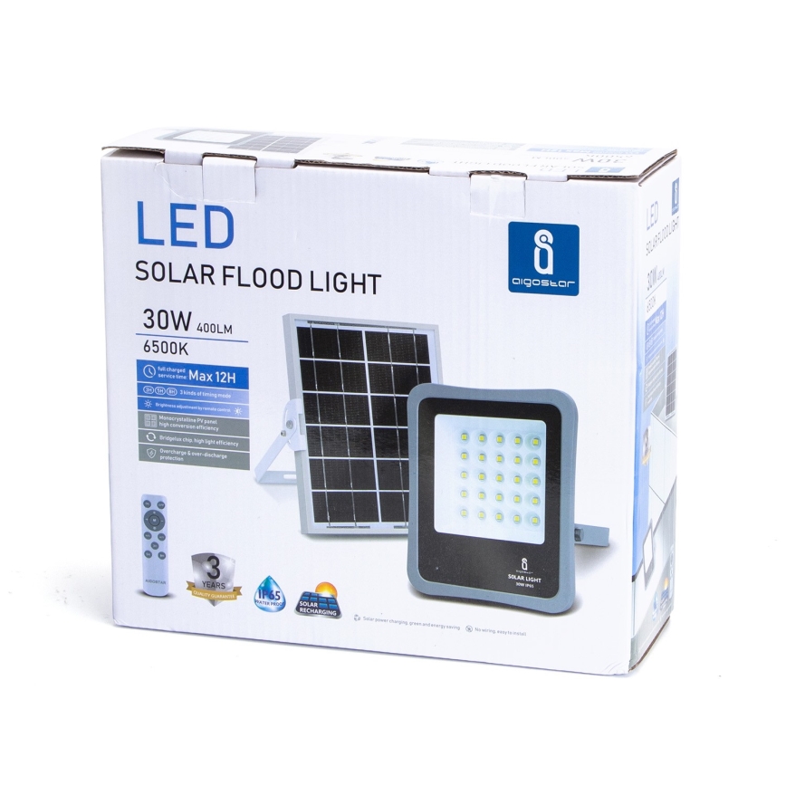 Aigostar - LED Prigušivi solarni reflektor LED/30W/3,2V 20000 mAh IP67 + DU