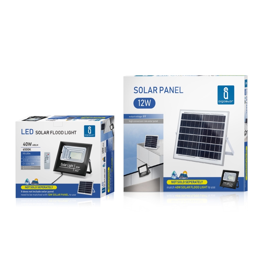 Aigostar - LED Prigušivi solarni reflektor LED/40W/3,2V IP67 2000 mAh + DU