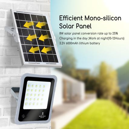 Aigostar - LED Prigušivi solarni reflektor LED/50W/3,2V IP65 6000 mAh + DU