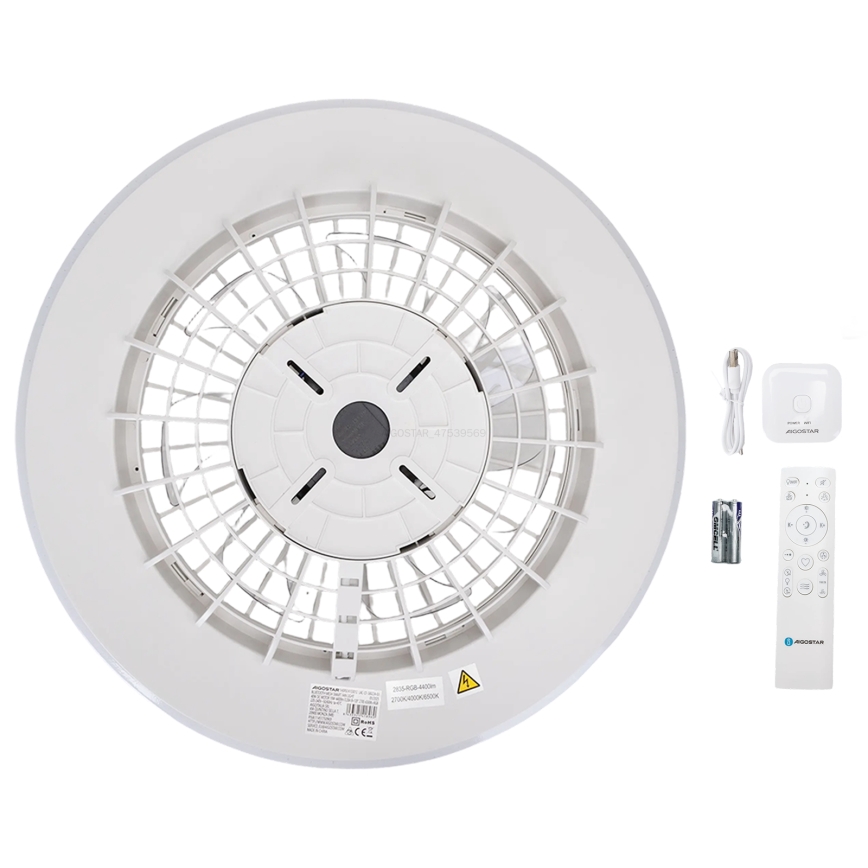 Aigostar - LED Prigušiva stropna svjetiljka s ventilatorom LED/40W/230V 2700-6500K pr. 48,5 cm bijela + daljinski upravljač