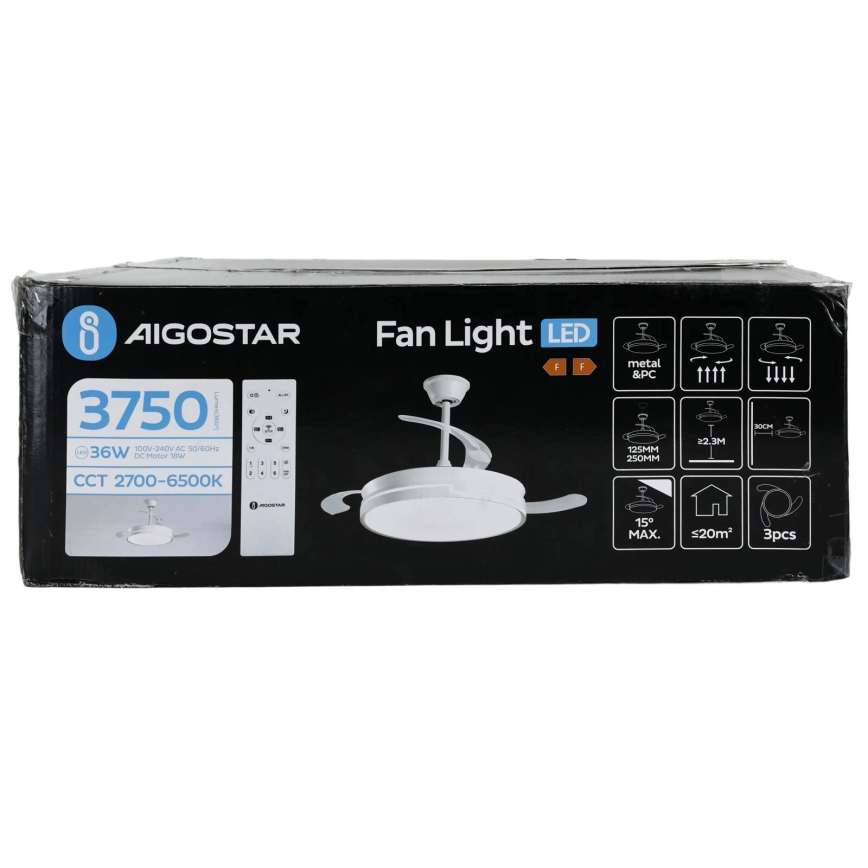 Aigostar - LED Prigušivi stropni ventilator LED/36W/230V 2700-6500K pr. 107 cm + daljinski upravljač bijela