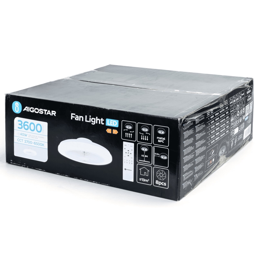 Aigostar - LED Prigušivi stropni ventilator LED/40W/230V 2700-6500K pr. 48 cm + daljinski upravljač bijela