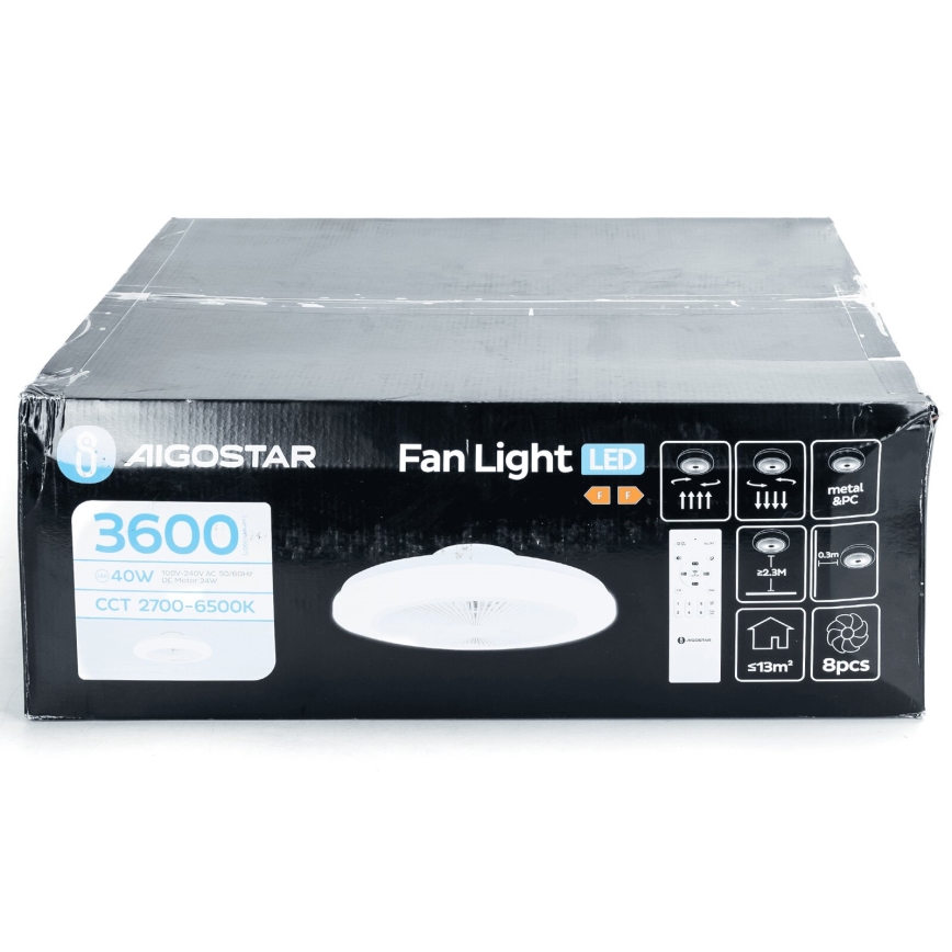 Aigostar - LED Prigušivi stropni ventilator LED/40W/230V 2700-6500K pr. 48 cm + daljinski upravljač bijela