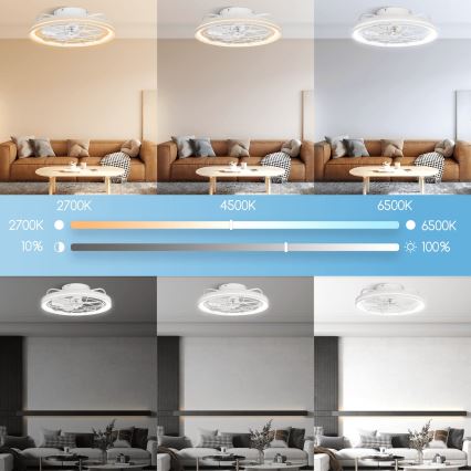Aigostar - LED Prigušivi stropni ventilator LED/40W/230V 2700-6500K pr. 48 cm + daljinski upravljač bijela