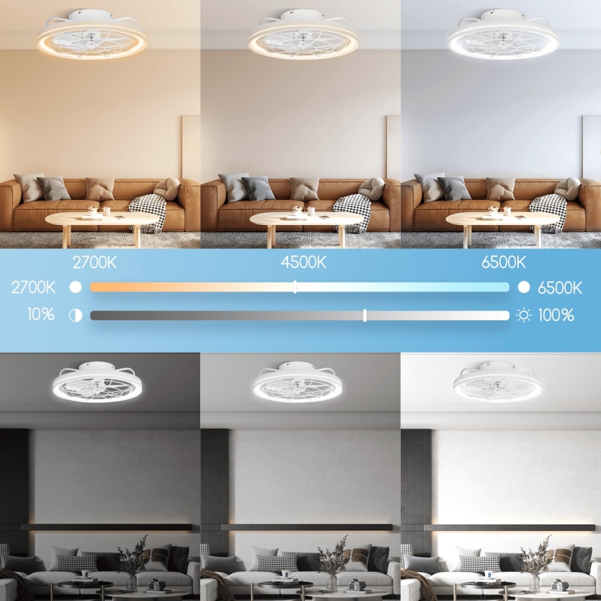 Aigostar - LED Prigušivi stropni ventilator LED/40W/230V 2700-6500K pr. 48 cm + daljinski upravljač bijela