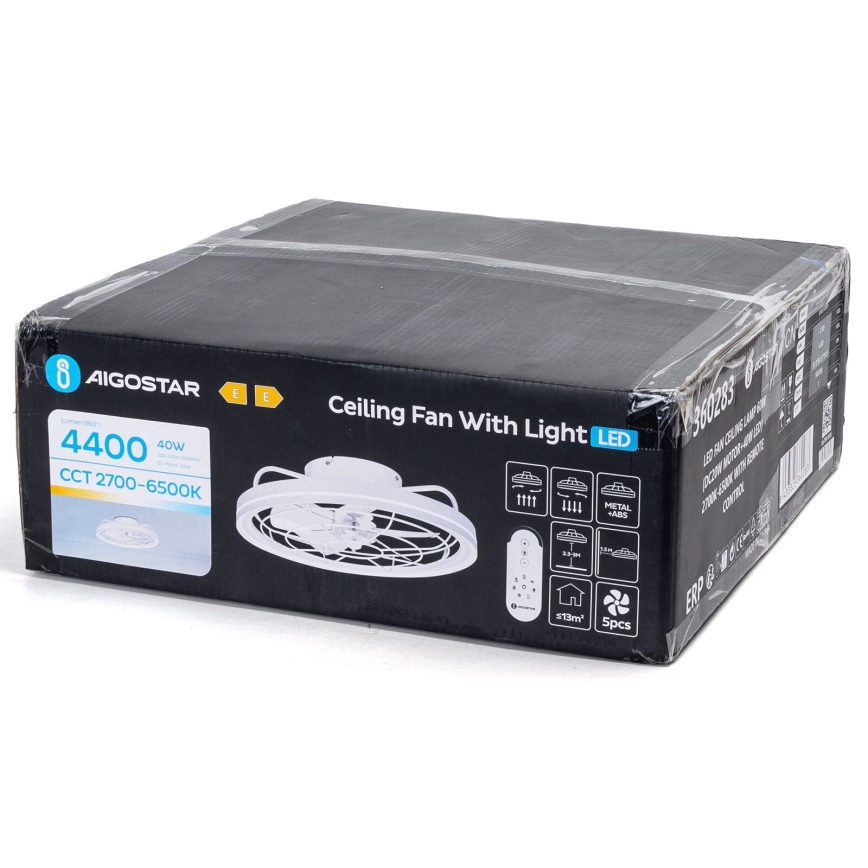 Aigostar - LED Prigušivi stropni ventilator LED/40W/230V 2700-6500K pr. 48 cm + daljinski upravljač bijela