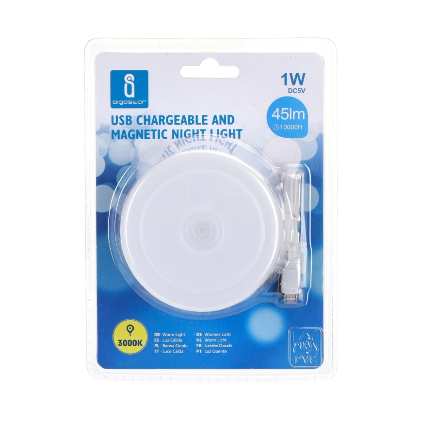 Aigostar - LED Prijenosna noćna svjetiljka LED/1W/5V 3000K + USB