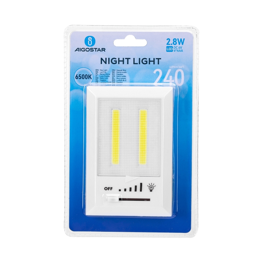 Aigostar - LED Prijenosna noćna svjetiljka LED/4xAAA 6500K