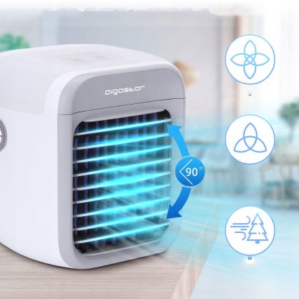Aigostar - LED Prijenosni rashlađivač zraka 3u1 LED/8W/5V bijela/siva