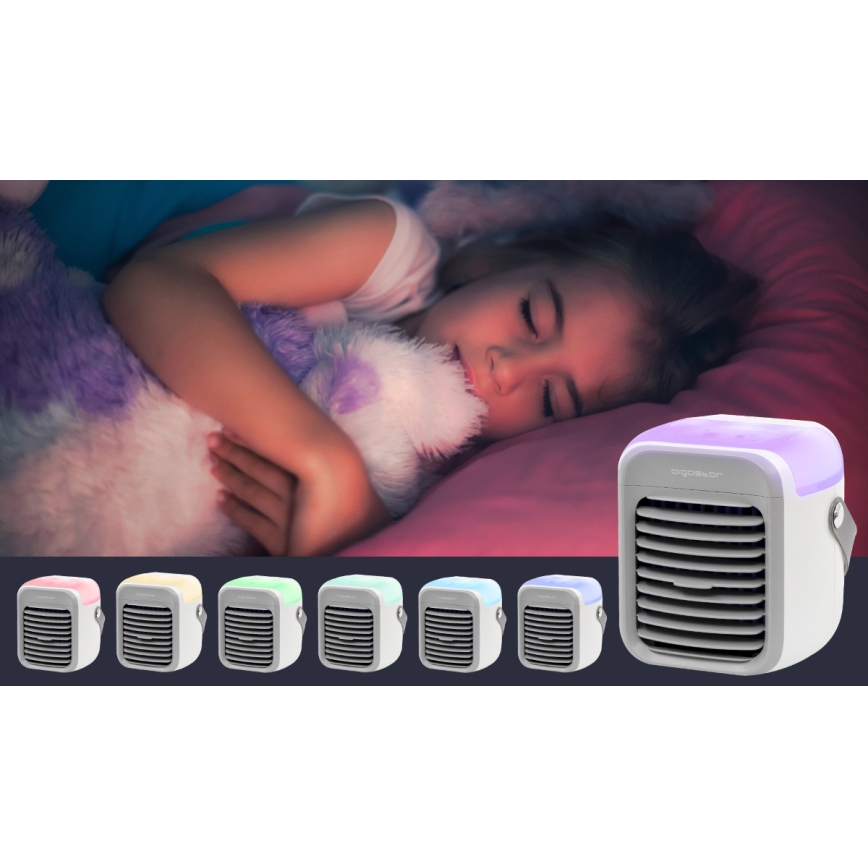 Aigostar - LED Prijenosni rashlađivač zraka 3u1 LED/8W/5V bijela/siva