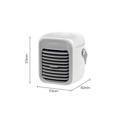 Aigostar - LED Prijenosni rashlađivač zraka 3u1 LED/8W/5V bijela/siva