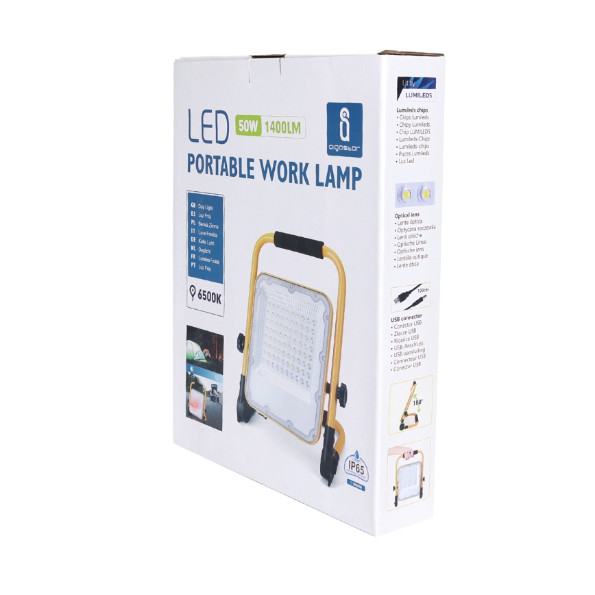 Aigostar - LED punjivi reflektor s prigušivanjem LED/50W/5V 6500K IP65