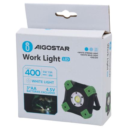 Aigostar - LED radna svjetiljka LED/5W/3xAA 6500K IP44