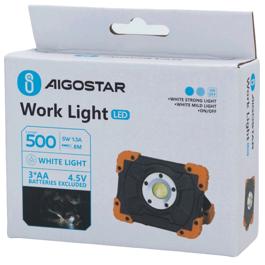 Aigostar - LED radna svjetiljka LED/5W/3xAA 6500K IP44