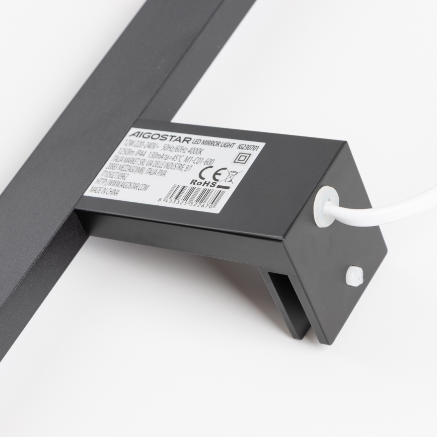 Aigostar - LED Rasvjeta za ogledalo u kupaonici LED/12W/230V 4000K 60 cm IP44 crna