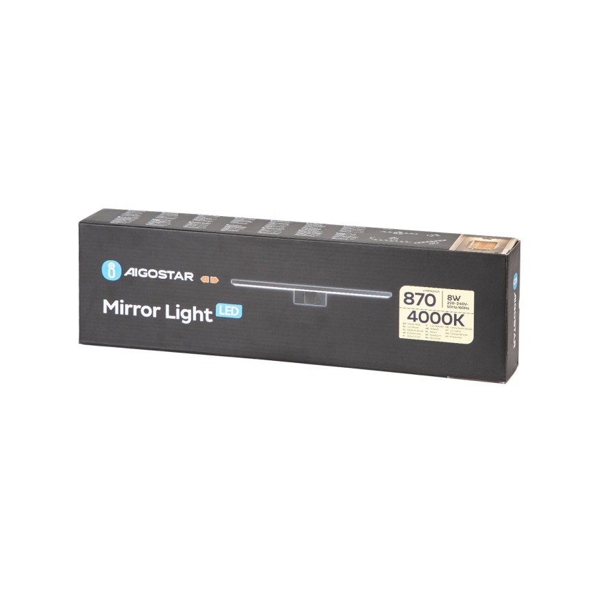 Aigostar - LED Rasvjeta za ogledalo u kupaonici LED/8W/230V 4000K 40 cm IP44 crna