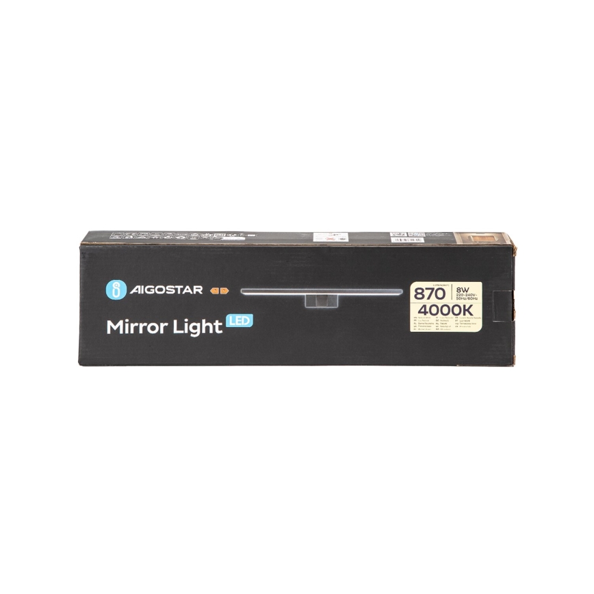Aigostar - LED Rasvjeta za ogledalo u kupaonici LED/8W/230V 4000K 40 cm IP44 crna