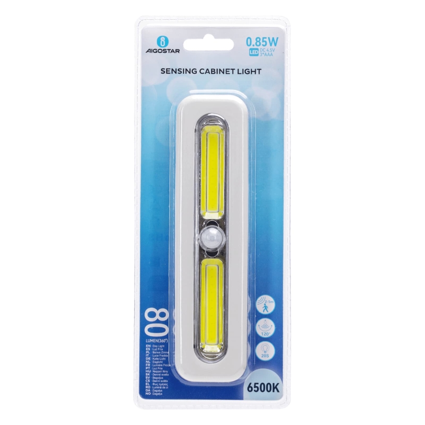 Aigostar - LED rasvjeta za ormar s senzorom pokreta LED/3xAAA 6500K bijela