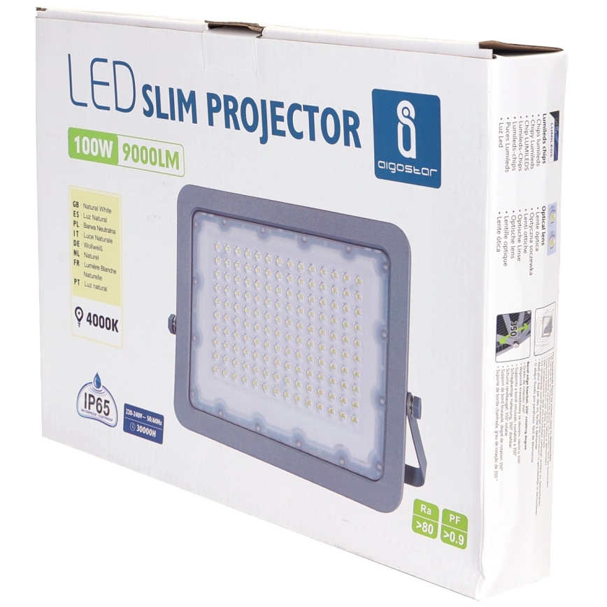 Aigostar - LED Reflektor LED/100W/230V siva 4000K IP65