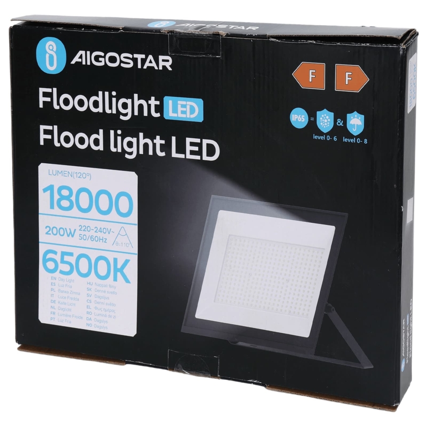 Aigostar - LED reflektor LED/200W/230V 6500K IP65 crna