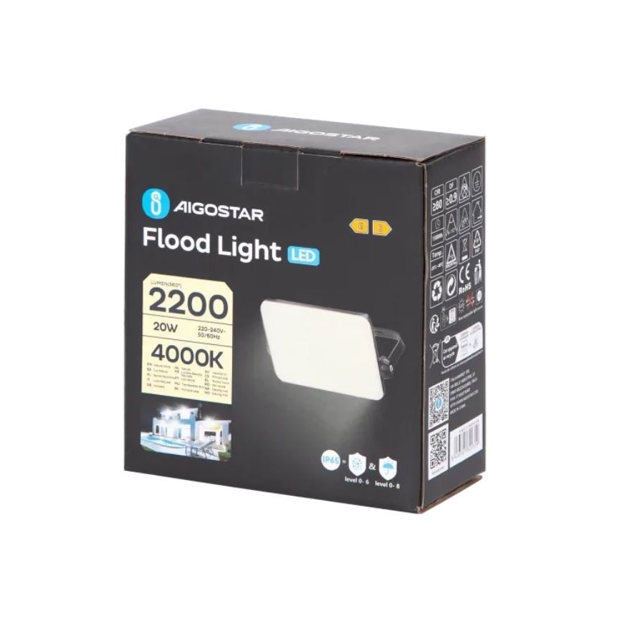 Aigostar - LED Reflektor LED/20W/230V 4000K IP65 crna