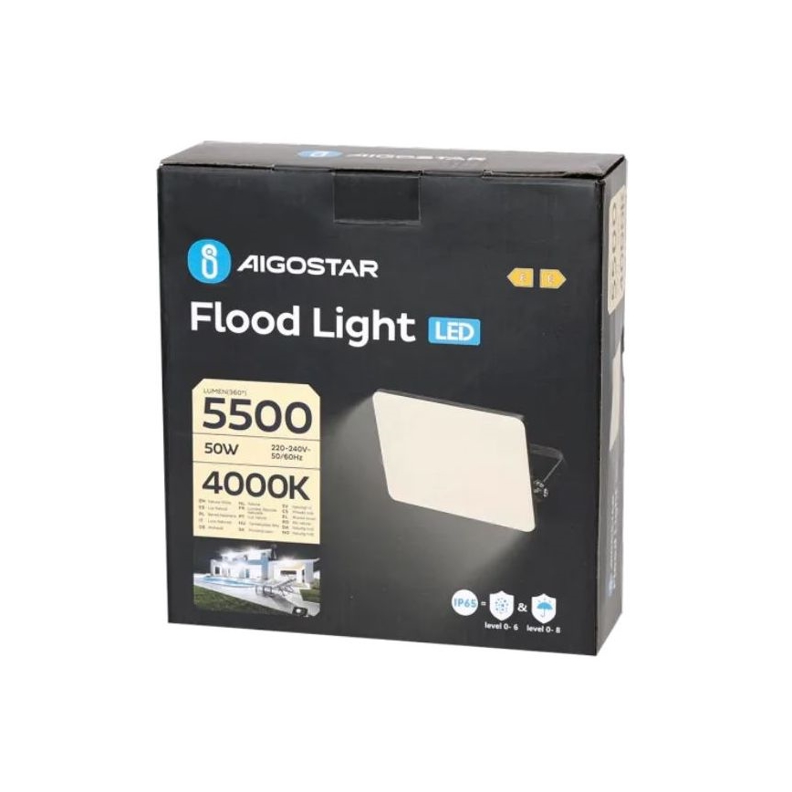 Aigostar - LED Reflektor LED/50W/230V 4000K IP65 crna