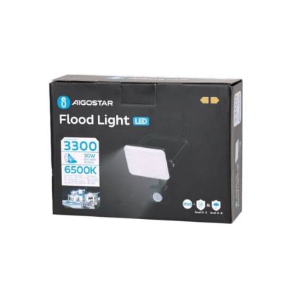 Aigostar - LED reflektor sa senzorom LED/30W/230V 6500K IP65 crna