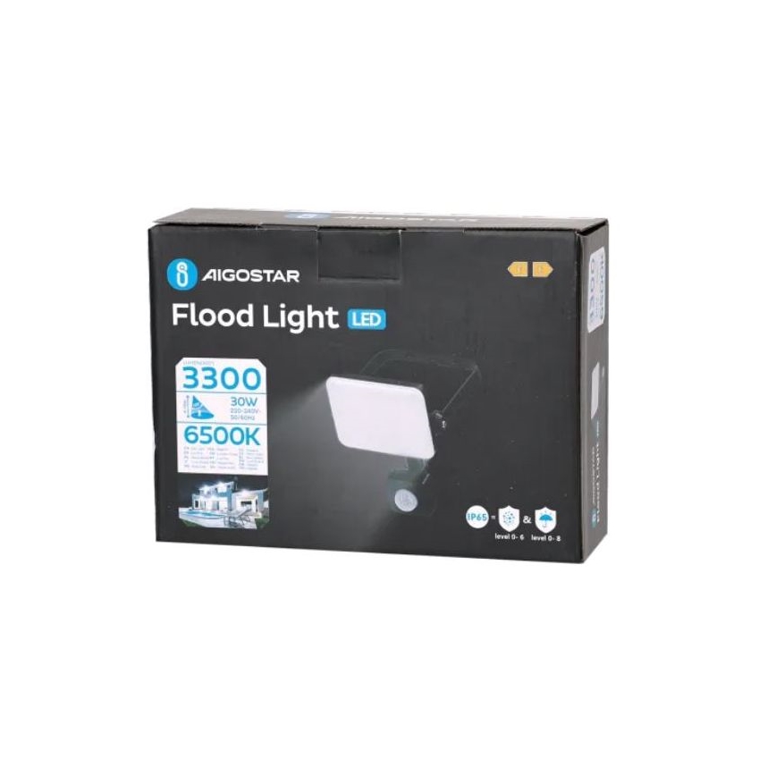 Aigostar - LED reflektor sa senzorom LED/30W/230V 6500K IP65 crna