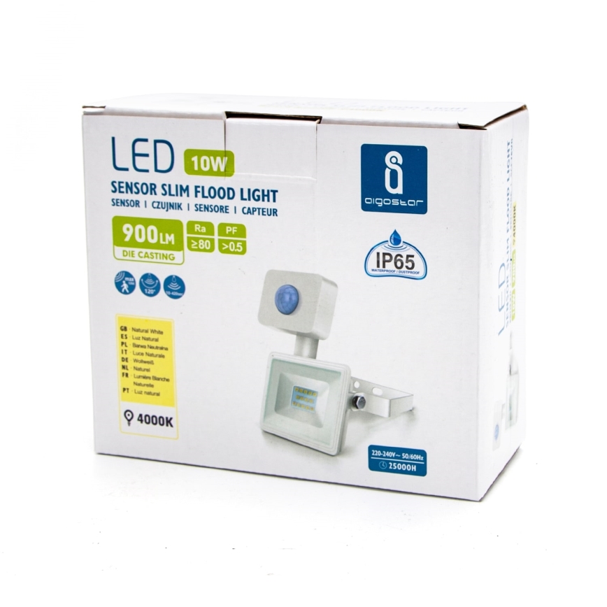 Aigostar - LED Reflektor sa senzorom LED/10W/230V 4000K IP65 bijela