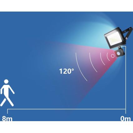 Aigostar - LED Reflektor sa senzorom LED/50W/230V 4000K IP65 crna