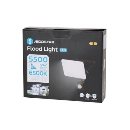 Aigostar - LED Reflektor sa senzorom LED/50W/230V 6500K IP65 crna