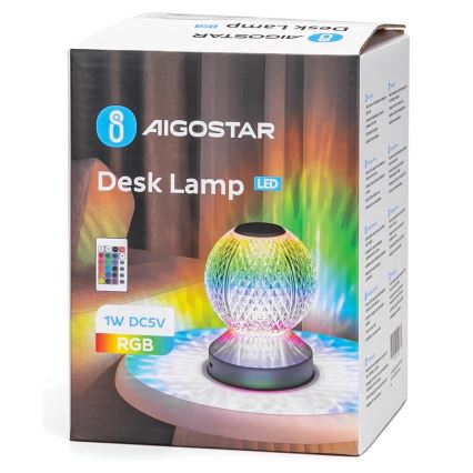 Aigostar - LED RGB Prigušiva punjiva stolna lampa LED/1W/5V 1800mAh 13,5 cm + daljinski upravljač