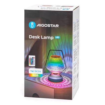 Aigostar - LED RGB Prigušiva punjiva stolna lampa LED/1W/5V 1800mAh 20 cm + daljinski upravljač