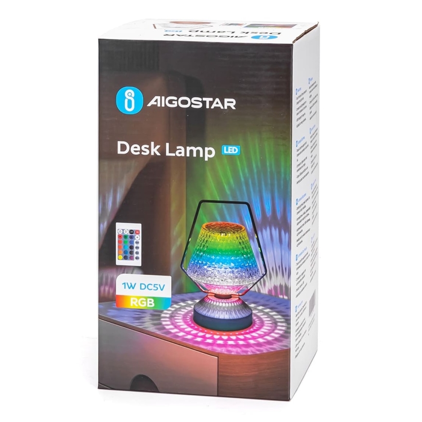 Aigostar - LED RGB Prigušiva punjiva stolna lampa LED/1W/5V 1800mAh 20 cm + daljinski upravljač
